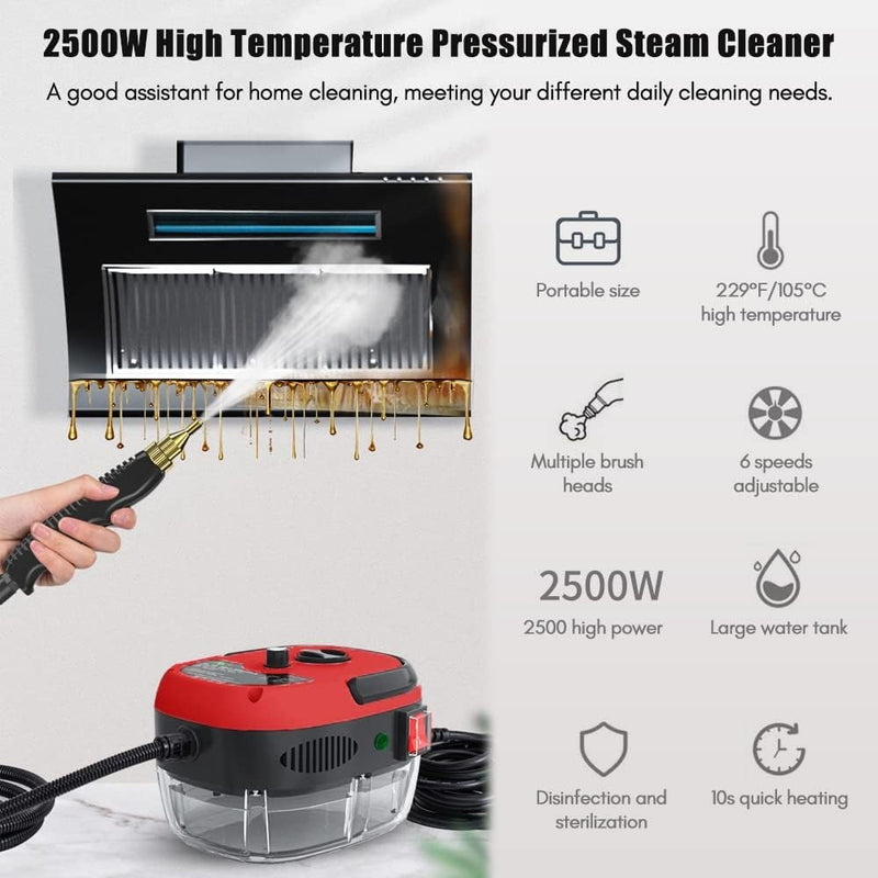 Portable Handheld Steam Cleaner for All Surfaces - 3 Bar 2500W