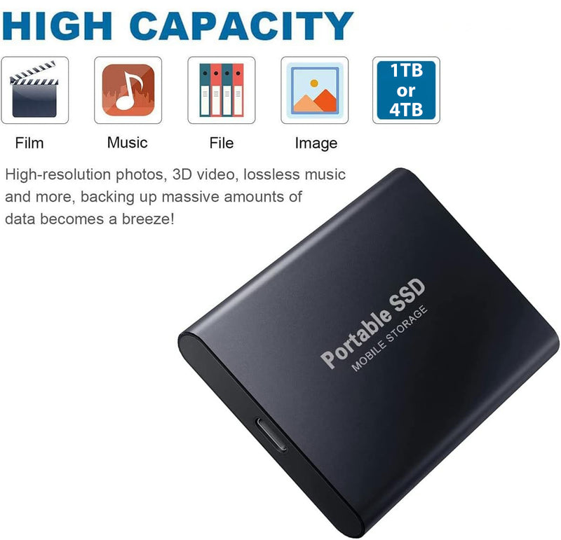 External SSD Hard Drive 1TB – Compatible with PC Mac