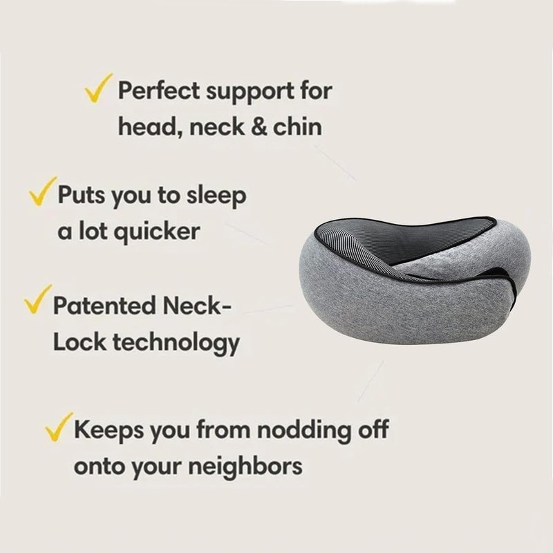 Memory Foam Travel Pillow - 360 Ergonomic Neck Support