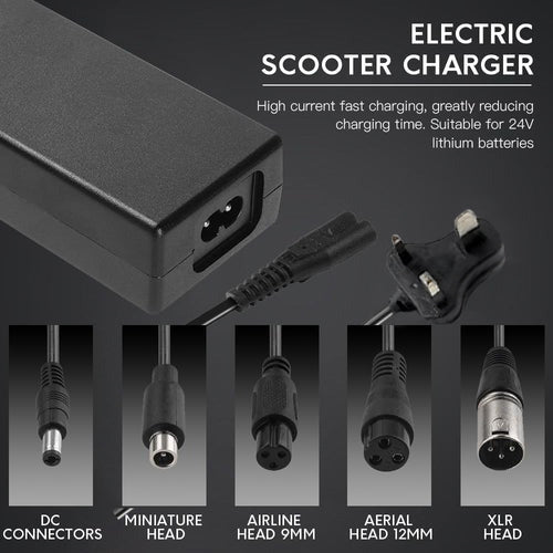 Electric Scooter Charger 42V 2A - Hoverboard Compatible with 5 Connectors