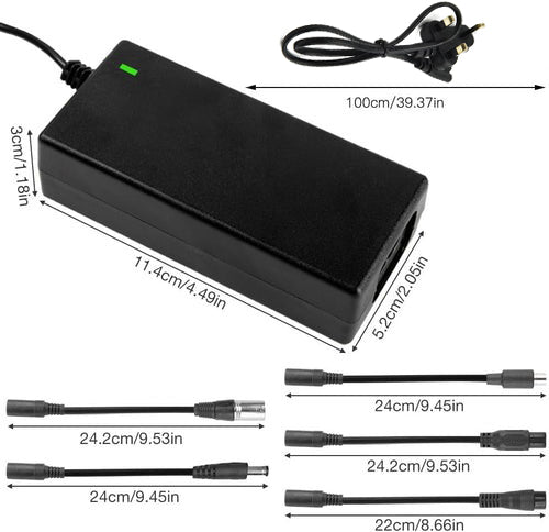 Electric Scooter Charger 42V 2A - Hoverboard Compatible with 5 Connectors