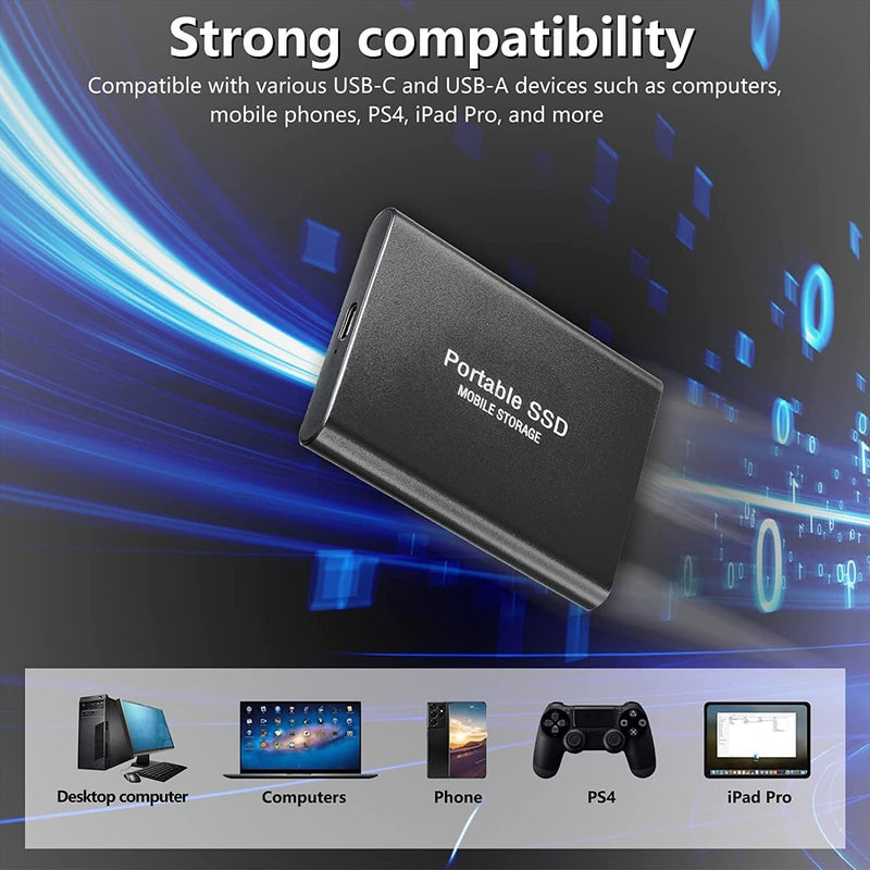 External SSD Hard Drive 1TB – Compatible with PC Mac