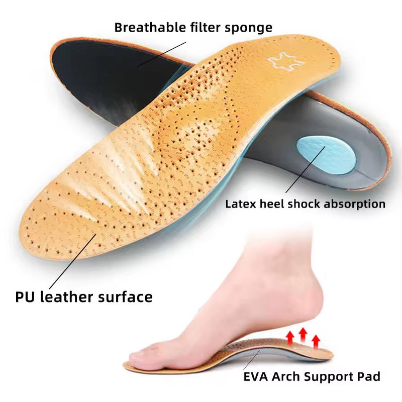 Leather Orthopedic Insoles - Maximum Arch Support Comfort