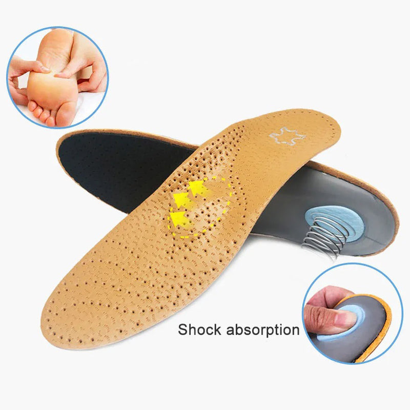 Leather Orthopedic Insoles - Maximum Arch Support Comfort