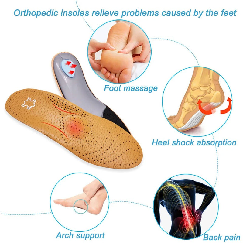 Leather Orthopedic Insoles - Maximum Arch Support Comfort