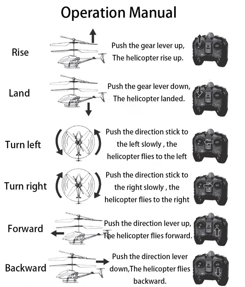 Remote-Controlled Helicopter with LED Lights - Anti-Collision and Durable