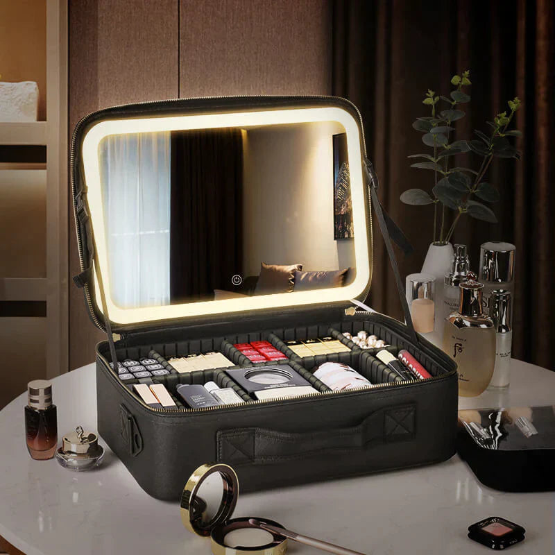 Portable Makeup Case – LED Mirror for Beauty On-the-Go