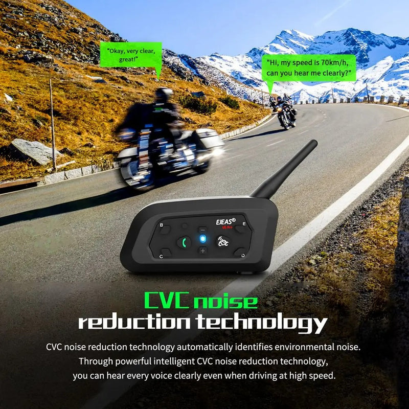 Motorcycle Intercom 6 Riders 800m Waterproof with Microphone