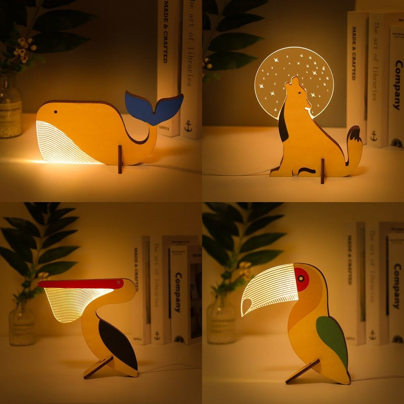 Portable Children's Bedside Lamp with Colorful Animal Designs